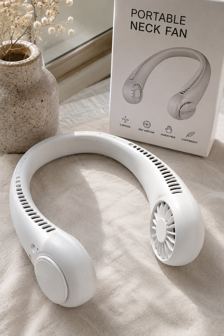 Portable Rechargeable Neck Fan – Hands-Free Bladeless Cooling Fan | 3 Speed USB Neck Air Cooler
